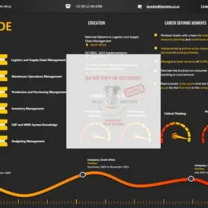 Visual CV/Resume highlighting skills, education and career history