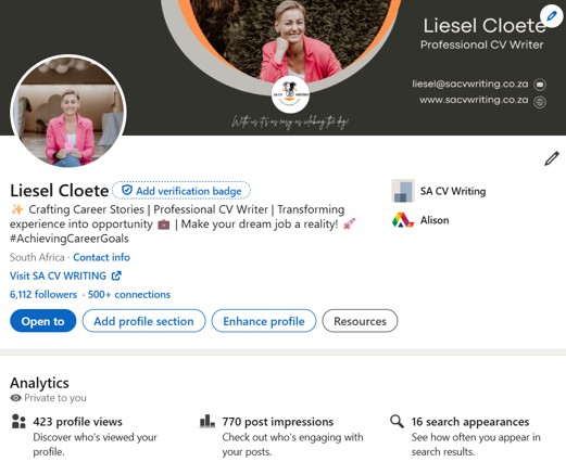 Linked Sa LinkedIn Profile - SA CV Writing
