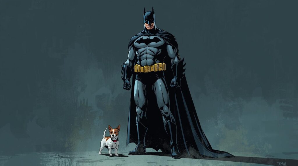 batman with Jack Russell dog