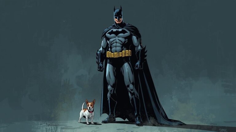 batman with Jack Russell dog